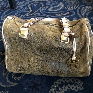 Michael Kors Brown crackled Nubuck Grayson Satchel